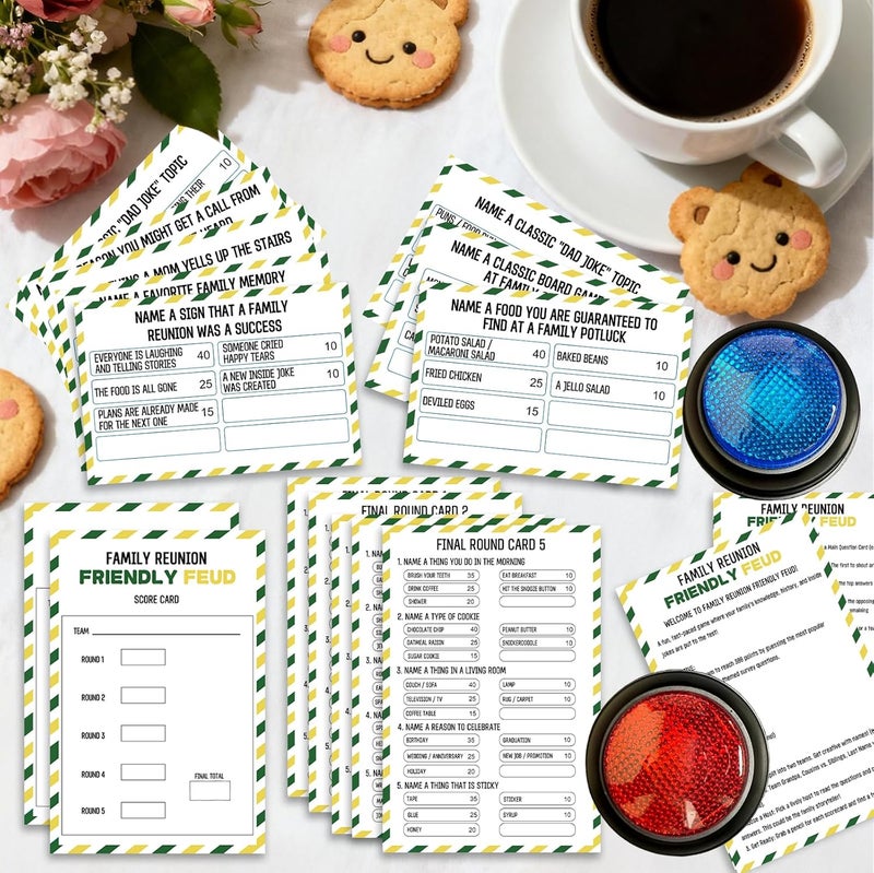 IIDEA Family Friendly Feud Card Game with 2 Answer Buzzers,Family Reunion Game Night Fun Trivia Quiz for Holiday Gathering Party Office Class Groups Team Building - Image 3